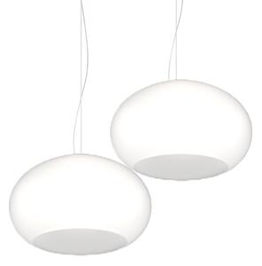 Lampadario 2 luci vetro soffiato bianco top light casper 1218 s2 s42 bi e27 led - Top Light