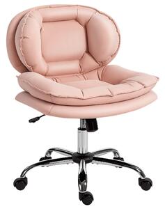 HOMCOM Sedia da Ufficio senza Braccioli, con Ruote e Altezza Regolabile 60x65x93 cm Rosa | Aosom Italy