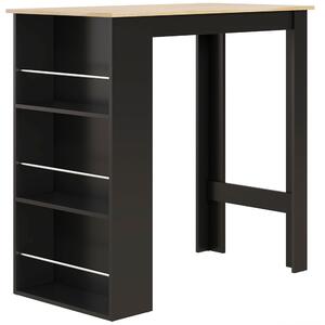 HOMCOM Tavolo Alto da Bar Tavolo da Cucina con 3 Ripiani Struttura in Legno Stile Moderno 112x57x106 cm Nero e Naturale | Aosom Italy