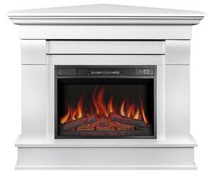 Camino elettrico a pavimento, modello angolare, bianco - 1800 Watt - Per uso interno