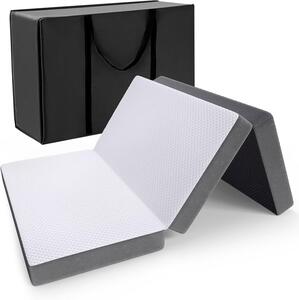 Materasso gonfiabile matrimoniale pieghevole, materasso pieghevole, materasso in memory foam matrimoniale/a tre posti con rivestimento lavabile, adatto per viaggi, campeggio, utilizzo a terra, ecc