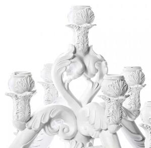 Seletti Candeliere grande a 9 fuochi in resina design moderno ed eccentrico "Teschio" Burlesque Resina Bianco