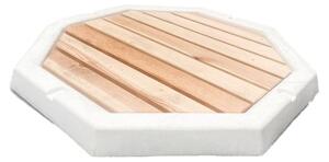 Piatto Doccia Ottagonale da Esterno Giardino 80 cm con Listelli di Legno Arkema Bianco