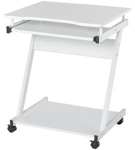 Scrivania Porta PC 60x48x73 cm con Ruote Bianca