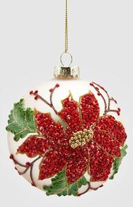 EDG - Enzo de Gasperi Decorazione natalizia per albero palla in vetro con stella di natale e perline Vetro Rosso/Oro