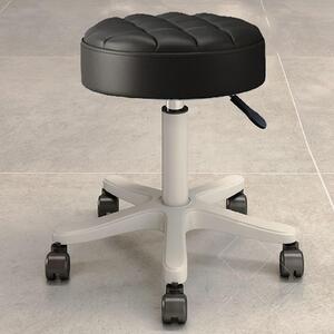 Omgoods - Sedia girevole rotonda con ruote, altezza regolabile, rivestita in ecopelle nera