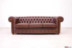 Divano Chesterfield 3 posti marrone
