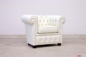 Poltrona Chesterfield piccola in pelle bianco caldo
