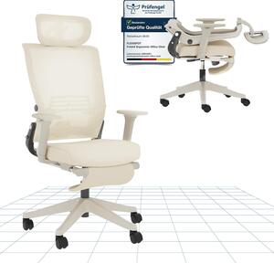 Sedia da ufficio Foldex: sedia pieghevole, ergonomica, con supporto lombare, braccioli regolabili in altezza, poggiatesta 2D e poggiapiedi