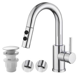 Omgoods - Miscelatore per lavabo da bagno moderno, finitura cromata