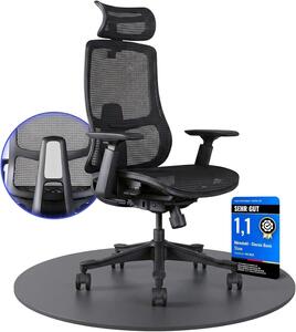 Sedia da ufficio Stane: sedia ergonomica per ufficio, sedia per computer con poggiapiedi, sedia da ufficio ad alta resistenza (130 kg), elegante e versatile, realizzata in materiale a rete