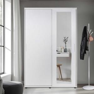 Armadio 2 ante scorrevoli specchio 120xH187 cm bianco Luxe