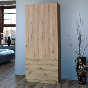 Armadio guardaroba 2 ante 2 cassetti 90xH180 cm rovere oldwook Aria