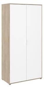Armadio battente guardaroba moderno 2 ante 100xH204 cm rovere bianco Fada