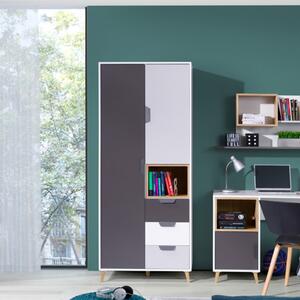 Armadio cameretta ragazzi 80xH190 rovere antracite bianco Ala