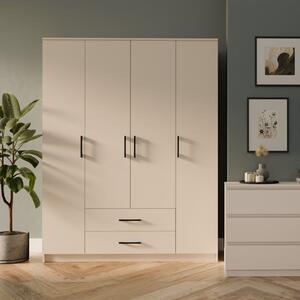 Armadio guardaroba moderno battente 4 ante 2 cassetti 160xH205 beige Edenor