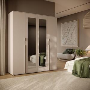 Armadio guardaroba 4 ante specchio moderno 180xH210 beige Fula