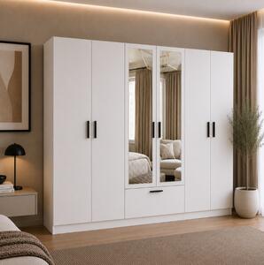 Armadio guardaroba 6 ante specchio moderno 270xH210 bianco Calla