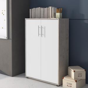 Armadio ufficio due ante moderno 78xH118 bianco grigio cemento Lux