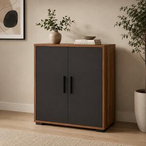 Armadio ufficio moderno 2 ante 80xH110 rovere scuro antracite Vertice