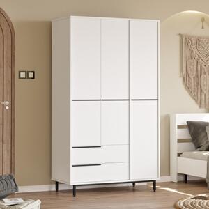 Armadio battente guardaroba 3 ante 2 cassetti 112xH196 cm bianco Kenzo