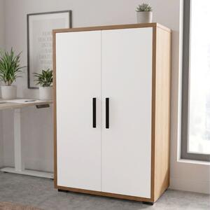 Armadio ufficio moderno 2 ante 80xH110 rovere bianco Vertice