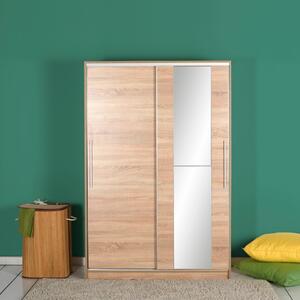 Armadio 2 ante scorrevoli specchio camera da letto 120xH182 cm rovere Avery