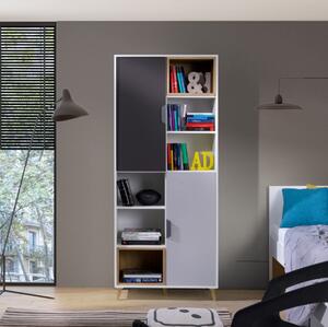 Armadio cameretta libreria ragazzi 80xH190 rovere antracite bianco Ala