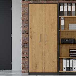 Armadio ufficio moderno 2 ante 74xH180 cm quercia antracite Mali