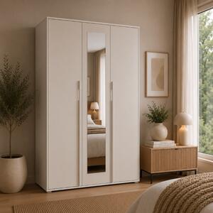 Armadio guardaroba 3 ante specchio moderno 135xH210 beige Fula