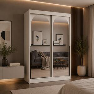 Armadio ante scorrevoli con specchio guardaroba moderno 150xH215 beige Matilde