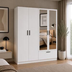 Armadio guardaroba 4 ante specchio moderno 180xH210 bianco Calla