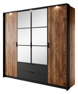 Armadio battente guardaroba 3 ante 2 cassetti 223xH210 cm quercia antracite Althea