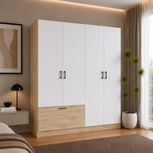 Armadio guardaroba 4 ante moderno 180xH210 bianco rovere Sato