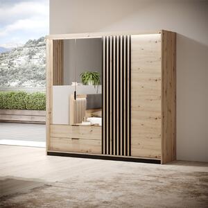 Armadio guardaroba 4 ante 2 cassetti 222x210 rovere antracite Artur