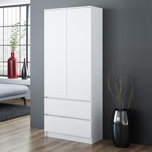Armadio guardaroba 2 ante 2 cassetti 90xH180 cm bianco Aria