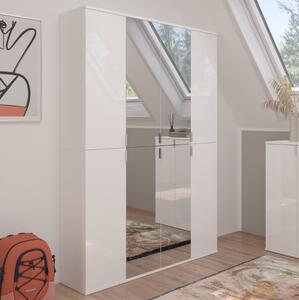 Armadio guardaroba componibile cabina 8 ante specchio 121xH193 bianco Chobs-5