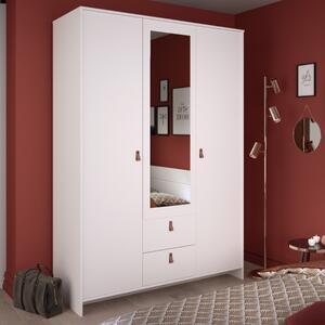 Armadio guardaroba moderno 3 ante battente 2 cassetti L137xH196 cm bianco specchio Dokk