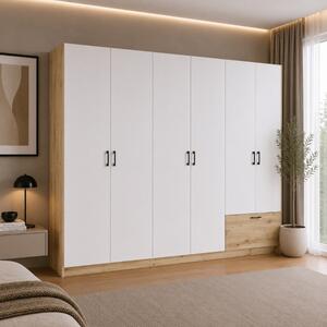 Armadio guardaroba 6 ante moderno 270xH210 bianco rovere Sato