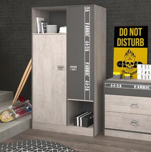 Armadio guardaroba cameretta bambini moderno 2 ante vani L101xH182 cm grigio antracite Vibes