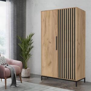 Armadio battente guardaroba 2 ante 94xH191 rovere nero Hollister
