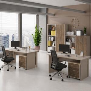 Arredo ufficio moderno completo 2 postazioni noce beige cashmere Lux-10