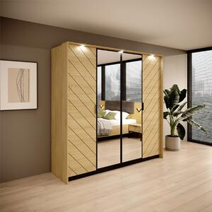 Armadio guardaroba 4 ante moderno 223x210 rovere chiaro Molly