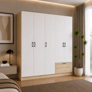 Armadio guardaroba 5 ante moderno 225xH210 bianco rovere Sato