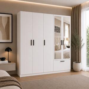 Armadio guardaroba 5 ante specchio moderno 225xH210 bianco Calla