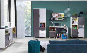 Cameretta completa armadio scrivania comò rovere antracite bianco Ala