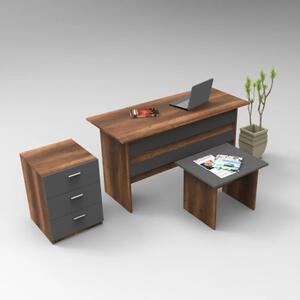 Arredo ufficio moderno completo rovere scuro antracite Task-1