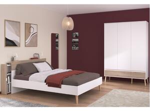 Camera da letto completa matrimoniale 140x190 moderna rovere bianco Fada-1