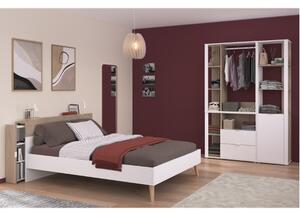 Camera da letto completa matrimoniale 140x190 moderna rovere bianco Fada-3