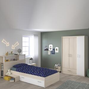 Cameretta completa bambini letto singolo rovere bianco Star-6